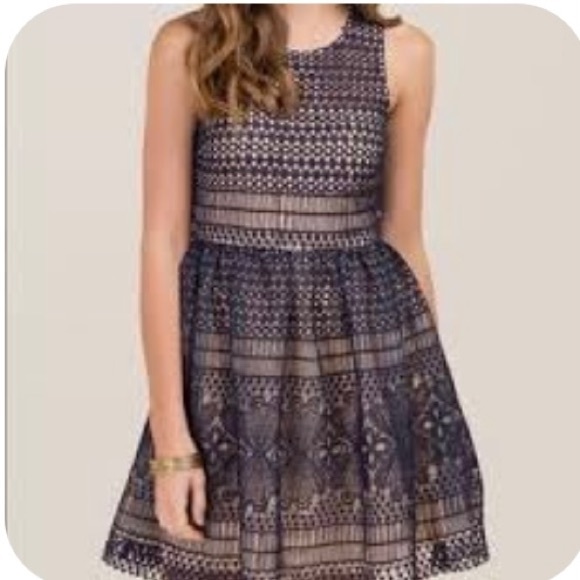 Francesca's Collections Dresses & Skirts - Francesca’s Navy Ivory Macrame Lace Dress size S